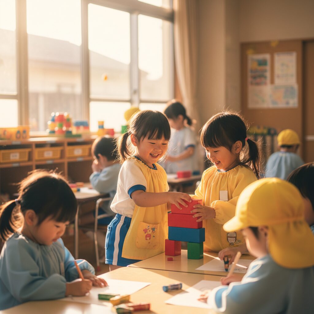 連絡帳を書いている保護者の手元と、温かいメッセージが書かれたページ