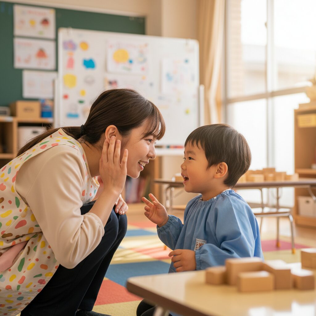 普通級の教室で子どもたちが協力して活動している様子