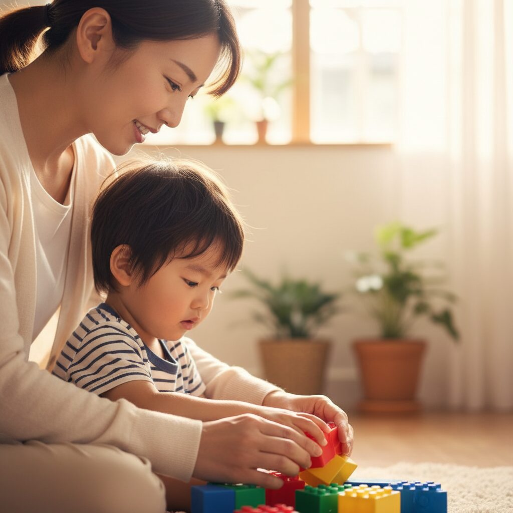 保護者が教育委員会の相談員と真剣に話し合っている様子