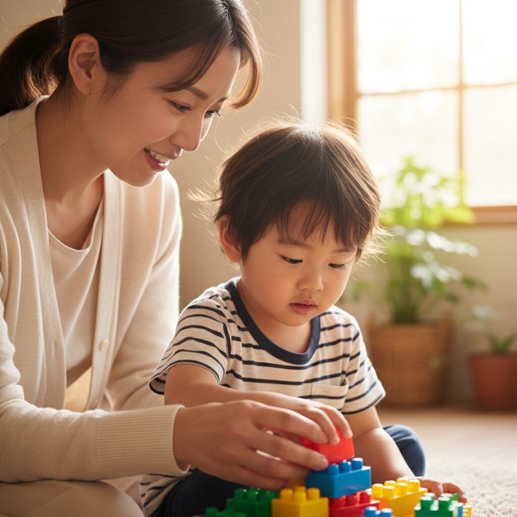 相談窓口で話を聞いている親子の様子